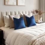 MIULEE Pack of 2 Navy Blue Decorative Velvet Throw Pillow Cover Soft Pillow Cover Soild Square Cushion Case for Sofa Bedroom Car 18x 18 Inch 45x 45cm