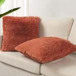 TOONOW Set of 2 Decorative Throw Pillow Covers 18x18,Fluffy Pillow CoversLuxury Faux Fur Sofa Pillow Covers for Sofa Couch Living Room Bedroom, No Pillow Insert