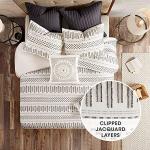 INK+IVY Rhea 100% Cotton Duvet Set Mid Century Modern Boho Design, All Season Comforter Cover Bedding Set, Matching Shams, Full/Queen, Geometric Clipped Jacquard Ivory 3 Piece