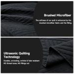 Lavsiry Black Quilt Queen Size with Striped Pattern, Lightweight Soft Summer Thin Microfiber Bedspread & Coverlet Bedding Set for All Seasons - 3 Piece(1 Quilt, 2 Pillow Shams)