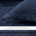 EXQ Home Quilt Set Full Queen Size Navy 3 Piece,Lightweight Soft Coverlet Modern Style Squares Pattern Bedspread Set(1 Quilt,2 Pillow Shams)
