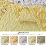 WONGS BEDDING Boho Quilt Set Queen, Yellow Bohemian Striped Patchwork Bedspread Coverlet Set with 2 Pillowcases,Lightweight Microfiber Floral Bedding Set 96"×90"