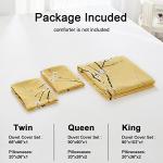 WONGS BEDDING Yellow Floral Duvet Cover Set Queen, 3 Pieces Flower Plum Blossom Printed Bedding Set with 2 Pillowcases, Botanical Branch Comforter Cover Set Queen Size 90"X90"(Not Comforter)