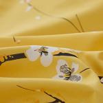 WONGS BEDDING Yellow Floral Duvet Cover Set Queen, 3 Pieces Flower Plum Blossom Printed Bedding Set with 2 Pillowcases, Botanical Branch Comforter Cover Set Queen Size 90"X90"(Not Comforter)