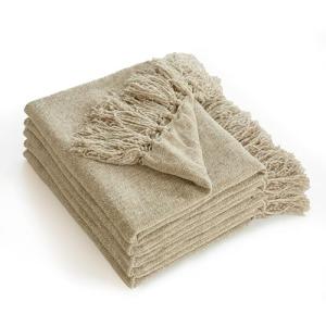 Simple&Opulence Soft Chenille Throw Blanket 50'' x 60'' - Cozy Fluffy Blanket with Fringe Tassel, Farmhouse Boho Blankets for Couch Bed Office Chair Gift Home Decor All Season Use, Khaki