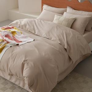 Double Stitch 100% Organic Cotton Duvet Cover - Soft 3 Piece Bedding Set Queen Size, 300 TC Luxury Hotel Sateen Weave, GOTS Certified Long Staple Cotton, Made in India, Oat