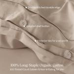 Double Stitch 100% Organic Cotton Duvet Cover - Soft 3 Piece Bedding Set Queen Size, 300 TC Luxury Hotel Sateen Weave, GOTS Certified Long Staple Cotton, Made in India, Oat