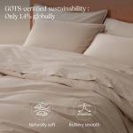 Double Stitch 100% Organic Cotton Duvet Cover - Soft 3 Piece Bedding Set Queen Size, 300 TC Luxury Hotel Sateen Weave, GOTS Certified Long Staple Cotton, Made in India, Oat