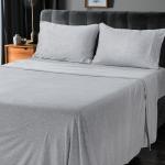 Utopia Bedding Queen Sheet Set - Jersey Knit Sheets 4 Piece – Cotton – Soft T-Shirt Stretchy Sheets (Heather Light Grey)