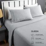 Utopia Bedding Queen Sheet Set - Jersey Knit Sheets 4 Piece – Cotton – Soft T-Shirt Stretchy Sheets (Heather Light Grey)