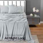 Utopia Bedding Queen Sheet Set - Jersey Knit Sheets 4 Piece – Cotton – Soft T-Shirt Stretchy Sheets (Heather Light Grey)