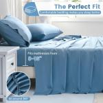 Bedlifes 1000 Thread Count 100% Egyptian Cotton Queen Size Sheets Set - Sateen Soft Silky Breathable Luxury Cooling 4 Pieces (Mineral Blue)