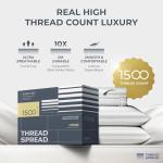 THREAD SPREAD Egyptian Cotton Sheets King Size - 1500 Thread Count 4 PC Damask Sheet Set Egyptian Cotton, Luxury Sheet King Size, Soft, Cooling Deep Pocket Sheets, Fits Upto 19" - White Stripe