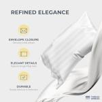 THREAD SPREAD Egyptian Cotton Sheets King Size - 1500 Thread Count 4 PC Damask Sheet Set Egyptian Cotton, Luxury Sheet King Size, Soft, Cooling Deep Pocket Sheets, Fits Upto 19" - White Stripe