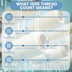Bedlifes 1000 Thread Count 100% Egyptian Cotton Queen Size Sheets Set - Sateen Soft Silky Breathable Luxury Cooling 4 Pieces (Mineral Blue)