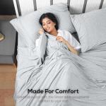 Utopia Bedding Queen Sheet Set - Jersey Knit Sheets 4 Piece – Cotton – Soft T-Shirt Stretchy Sheets (Heather Light Grey)
