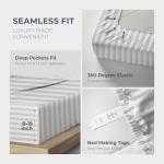 THREAD SPREAD Egyptian Cotton Sheets King Size - 1500 Thread Count 4 PC Damask Sheet Set Egyptian Cotton, Luxury Sheet King Size, Soft, Cooling Deep Pocket Sheets, Fits Upto 19" - White Stripe