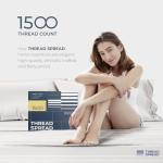THREAD SPREAD Egyptian Cotton Sheets King Size - 1500 Thread Count 4 PC Damask Sheet Set Egyptian Cotton, Luxury Sheet King Size, Soft, Cooling Deep Pocket Sheets, Fits Upto 19" - White Stripe