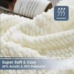 Bedsure Cream Throw Blankets for Couch - Textured Chunky Knit Woven Chenille Blanket - Super Soft, Warm Decorative Boho Throw with Tassels for Bed, Sofa and Living Room Decor, Ivory, 50x60 Inches