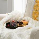 Bedsure Cream Throw Blankets for Couch - Textured Chunky Knit Woven Chenille Blanket - Super Soft, Warm Decorative Boho Throw with Tassels for Bed, Sofa and Living Room Decor, Ivory, 50x60 Inches