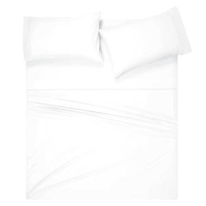 Belizzi Home Cotton Rich Queen Sheet Set - 4 Piece Deep Pocket Bedding Sets Queen with Marrowing - Ultra Soft, Wrinkle Resistant, Quick Dry, Easy Care Queen Sheets - White