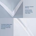 THE COTTON & SILK®️ 100% Luxury Long-Staple Cotton Duvet Cover Set - Soft & Breathable - Include 1 Duvet Cover (Corner Ties & Hidden Zipper), 2 Pillow Shams - Misty Blue + White, King/California King