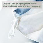 THE COTTON & SILK®️ 100% Luxury Long-Staple Cotton Duvet Cover Set - Soft & Breathable - Include 1 Duvet Cover (Corner Ties & Hidden Zipper), 2 Pillow Shams - Misty Blue + White, King/California King