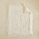 3 Pieces Tufted Stripes Crib Bedding Set with Ruffle Fringe, Beige Ruffled Comforter with Fitted Sheet and Bed Skirt, Soft and Embroidery Shabby Chic Boho Bohemian Jacquard Design for Baby Girls Boys