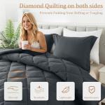 HYLEORY Queen Comforter Set with 2 Pillow Shams - Grey Fluffy Down Alternative Bedding Comforter Sets, Lightweight Luxury Soft Cooling Bed Sets for All Season