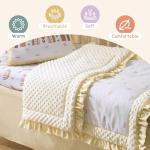 ROBUD 5-Piece Crib Bedding Set for Boy Girls, Nursery Bedding Standard Size with Boho Quilt, Crib Sheet, Crib Skirt, Pillowcase and Diaper Bag (Beige Rainbow)