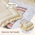 ROBUD 5-Piece Crib Bedding Set for Boy Girls, Nursery Bedding Standard Size with Boho Quilt, Crib Sheet, Crib Skirt, Pillowcase and Diaper Bag (Beige Rainbow)