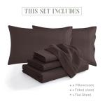 Elegant Comfort 1500 Premium Quality 6-Piece Bed Sheet Set - 18-24 Inch Extra Deep Pocket, Smart Storage Pockets, Wrinkle Free Ultra Soft 6PC Extra Deep Pocket Sheets, California King, Chocolate Brown