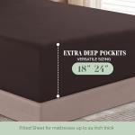 Elegant Comfort 1500 Premium Quality 6-Piece Bed Sheet Set - 18-24 Inch Extra Deep Pocket, Smart Storage Pockets, Wrinkle Free Ultra Soft 6PC Extra Deep Pocket Sheets, California King, Chocolate Brown