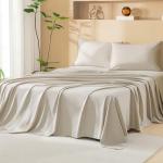 Litanika California King Size Comforter Set with Sheets Beige - 7 Pieces Bed in a Bag Cal King Chevron Tufted Complete Bedding Sets with Comforter, Sheets, Pillowcases & Shams