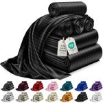 DECOLURE Satin Bed Sheets - 6 Piece Luxury Silky King Size Bedding Set - Softer Than Silk, Wrinkle-Free with 15” Deep Pocket Fitted Sheet, Perfect for Hair & Skin, Gifts for Women (Striped Black)