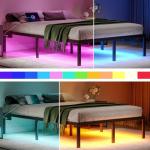 HAVONIZD Full Size Bed Frame with LED Lights & Charging Station - 14 Inch Heavy Duty Metal Platform Bed Frame No Box Spring Needed, Easy Assembly, No Noise