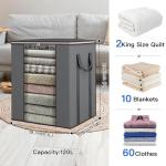 Fixwal Extra Large Blanket Storage Bags 120L 2 Pack Comforter Storage Bags with Reinforced Handles Breathable Clothes Storage Containers for King Comforter Bedding Pillow Sheet Grey