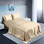 Manyshofu Satin Twin Sheets Set 3 Piece - Soft Silky Satin Sheets Set, Beige Satin Bed Sheets Cooling & Luxury Bedding Sheet Set(1 Satin Fitted Sheet, 1 Satin Flat Sheet, 1 Satin Pillow case)