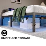 HAVONIZD Full Size Bed Frame with LED Lights & Charging Station - 14 Inch Heavy Duty Metal Platform Bed Frame No Box Spring Needed, Easy Assembly, No Noise