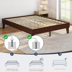 Yaheetech Full Bed Frame Natural Solid Wood Platform Bed with Wooden Slats Support, 12-inch Underbed Space for Storage, Noise-Free Design, Easy Assembly, Dark Walnut Finish