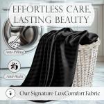 DECOLURE Satin Bed Sheets - 6 Piece Luxury Silky King Size Bedding Set - Softer Than Silk, Wrinkle-Free with 15” Deep Pocket Fitted Sheet, Perfect for Hair & Skin, Gifts for Women (Striped Black)