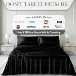 DECOLURE Satin Bed Sheets - 6 Piece Luxury Silky King Size Bedding Set - Softer Than Silk, Wrinkle-Free with 15” Deep Pocket Fitted Sheet, Perfect for Hair & Skin, Gifts for Women (Striped Black)