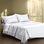 XOOX Linen Cotton Sheets Queen Size Set - 100% Cotton 500 Thread Count Queen Sheet Set (4 PC, White), Soft, Cooling, Sateen Weave, Luxury Hotel Quality Deep Pocket Bed Sheet for Hot Sleepers