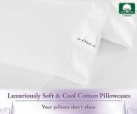 California Design Den King Size Pillow Cases Set of 2 - Luxury 1000 Thread Count Sateen, Soft and Thick 100% Cotton King Pillowcase Pair, Breathable and Durable, Hotel Quality - White