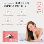 XOOX Linen Cotton Sheets Queen Size Set - 100% Cotton 500 Thread Count Queen Sheet Set (4 PC, White), Soft, Cooling, Sateen Weave, Luxury Hotel Quality Deep Pocket Bed Sheet for Hot Sleepers