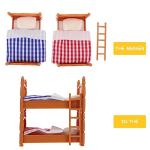 Miniature Dollhouse Bed Miniature Bunk Beds for Dollhouse, Bunk Beds Set 1 12 Scale, Doll House Furniture of Bunk Bed with Ladder, Furniture Decor