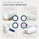 XOOX Linen Cotton Sheets Queen Size Set - 100% Cotton 500 Thread Count Queen Sheet Set (4 PC, White), Soft, Cooling, Sateen Weave, Luxury Hotel Quality Deep Pocket Bed Sheet for Hot Sleepers