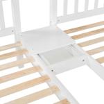 Merax Full Over Twin & Twin Bunk Bed for 3, Wooden Triple Bunk Bed with 2 Storage Drawers, Ladder and Guardrails, No Box Spring Needed, White