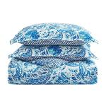 Poppy & Fritz - King Comforter Set, Reversible Cotton Bedding with Matching Shams, Medium Weight for All Seasons (Brooke Blue, King)