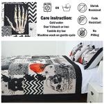 Cmfshape Halloween Bedspread,Black Quilt Set Queen Size,Pumpkin Ghost Festival Themed Bedding Set,Decorative Quilted 4 Piece Coverlet Set with 3 Pillow Shams(Black,Queen90 x90)